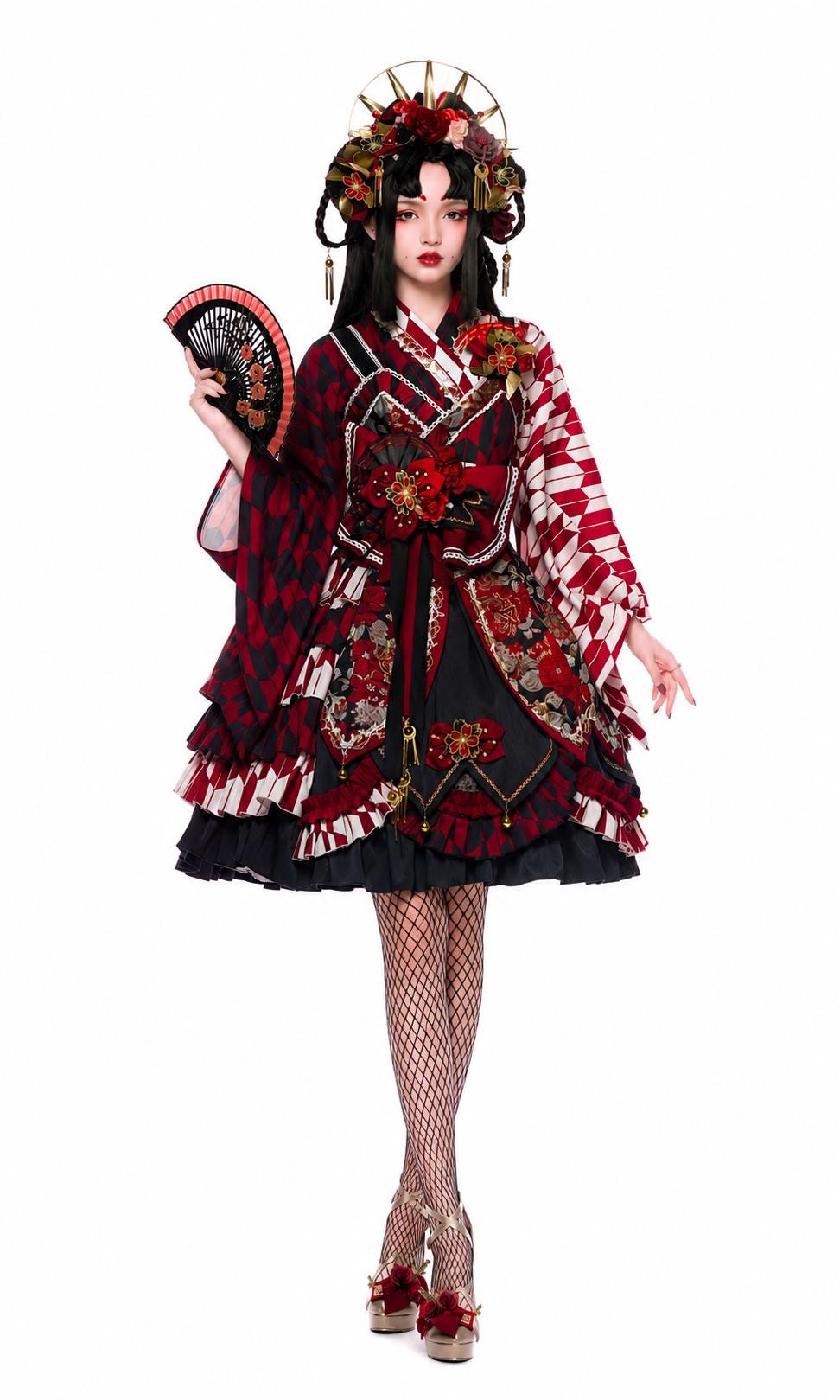 Yamakai no Izumi | Red Wa Lolita JSK Dress