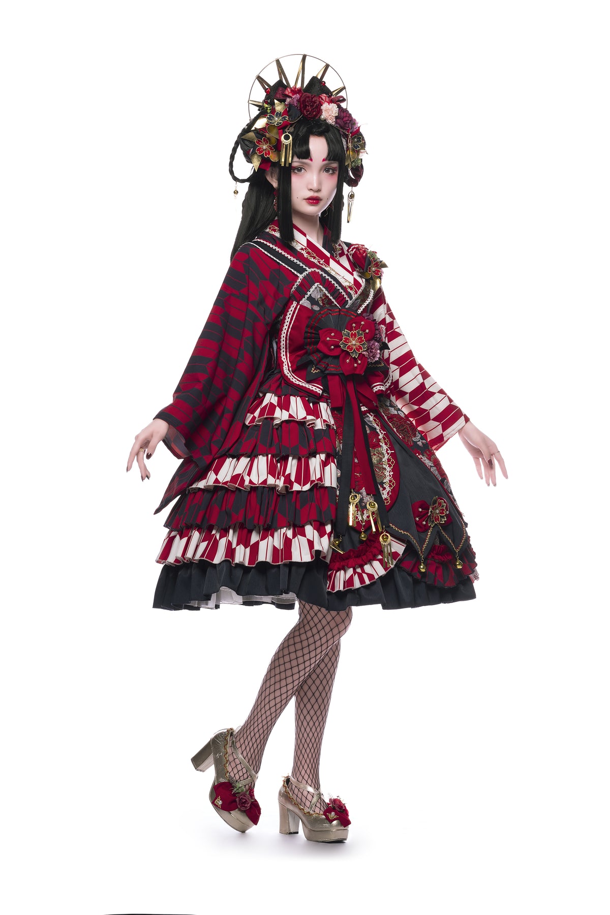 Yamakai no Izumi | Red Wa Lolita JSK Dress
