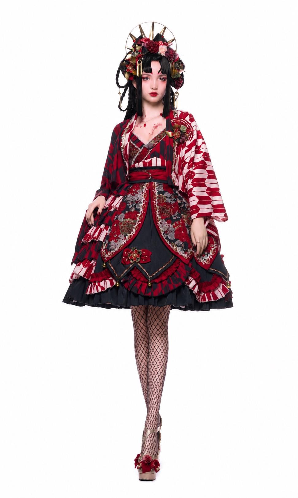 Yamakai no Izumi | Red Wa Lolita JSK Dress
