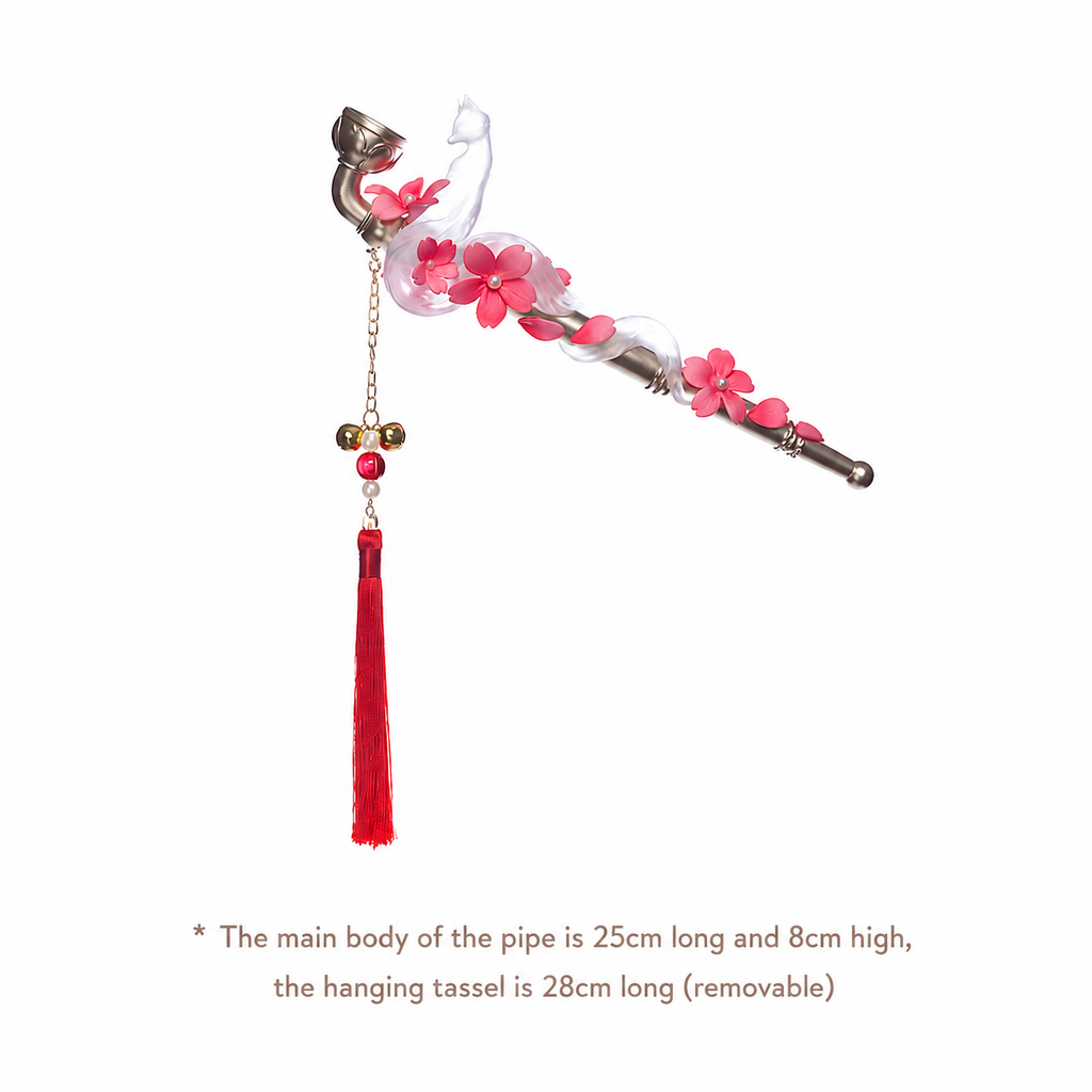 White Fox & Cherry Blossom Ornamental Prop Pipe