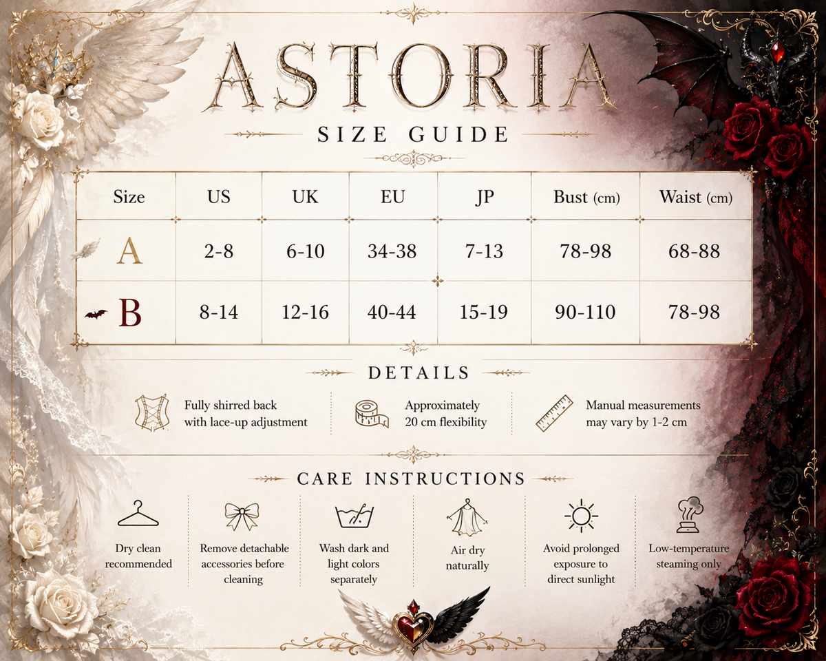 Astoria JSK dress measurements and care guide